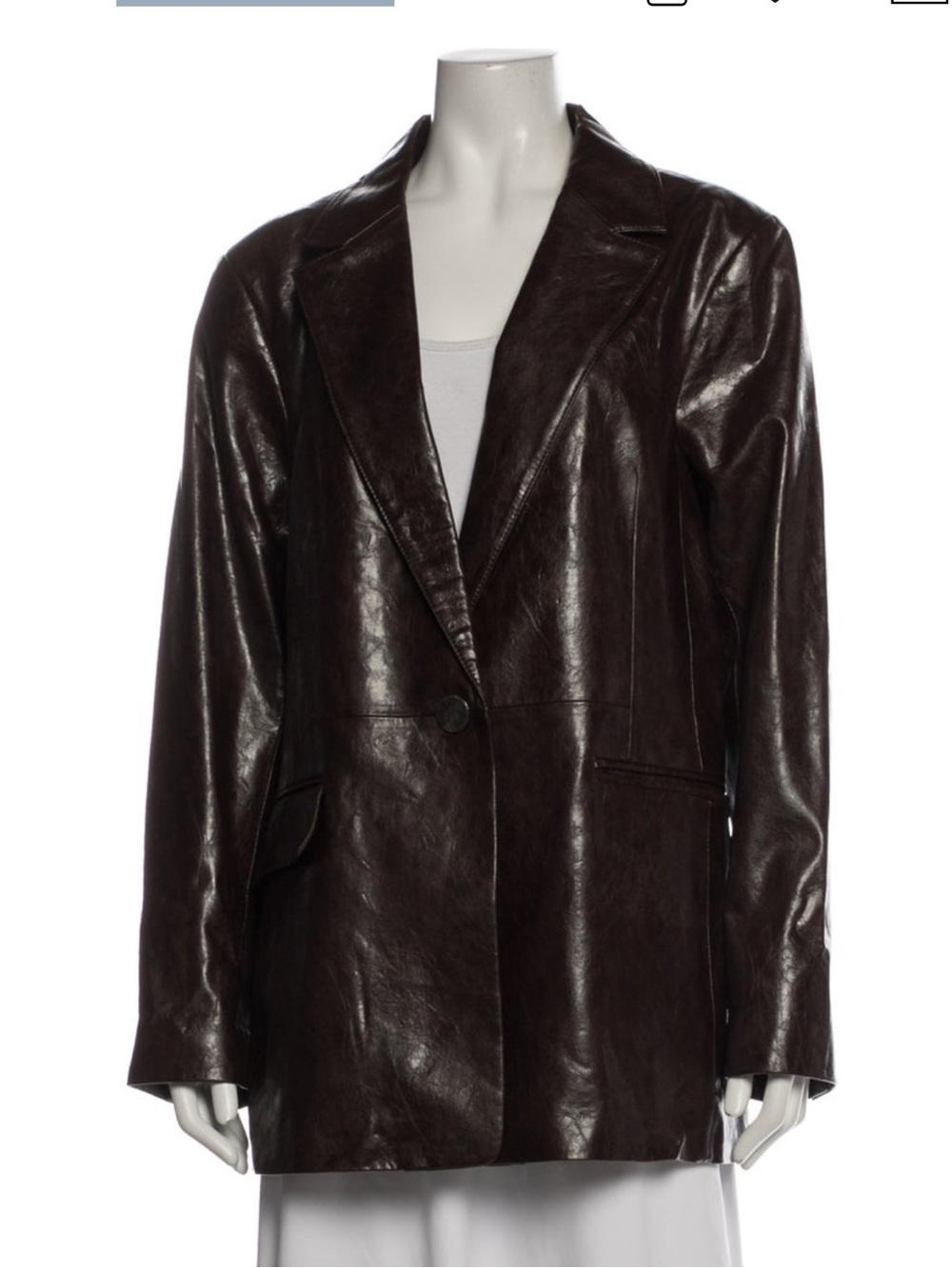 Kobi Halperin Dark Brown Vegan Leather Single-Button Blazer Jacket